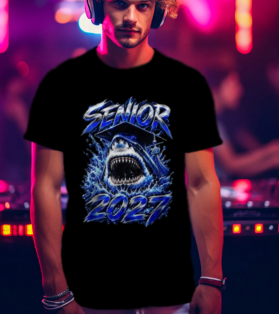 Senior Shark 2027 Graduation Class School T-Shirt