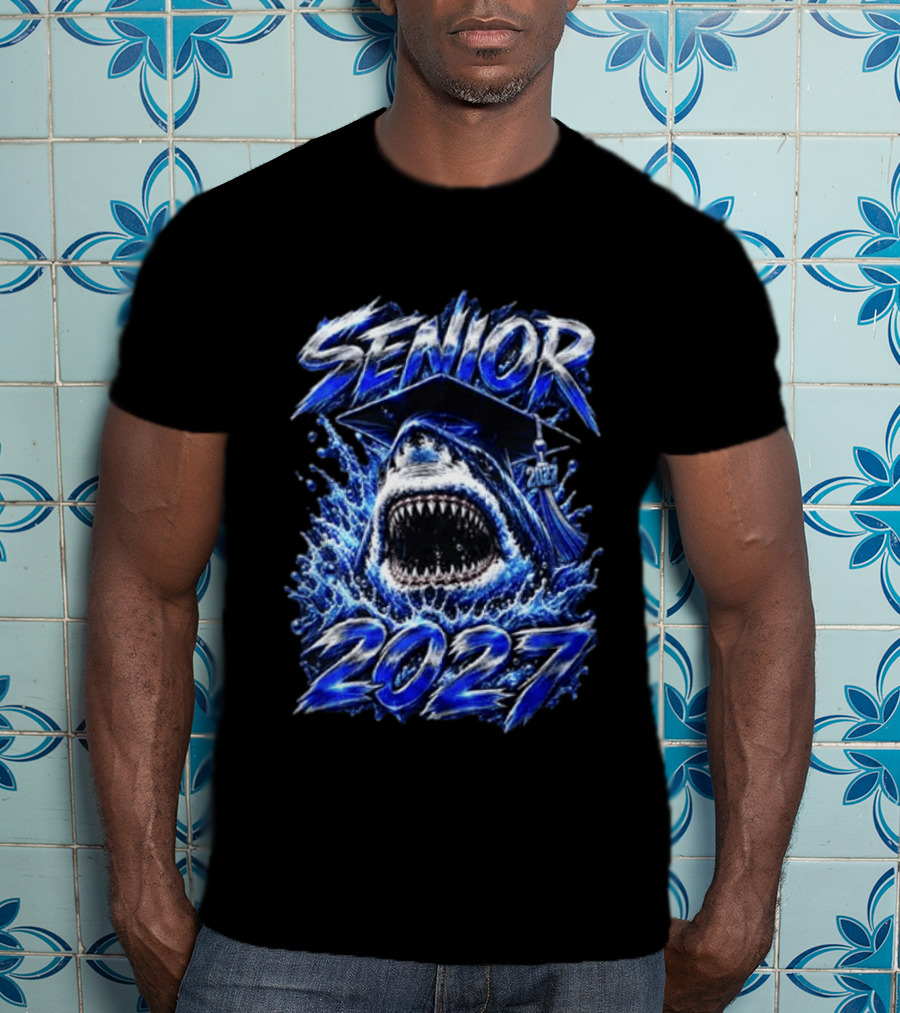 Senior Shark 2027 Graduation Class School T-Shirt