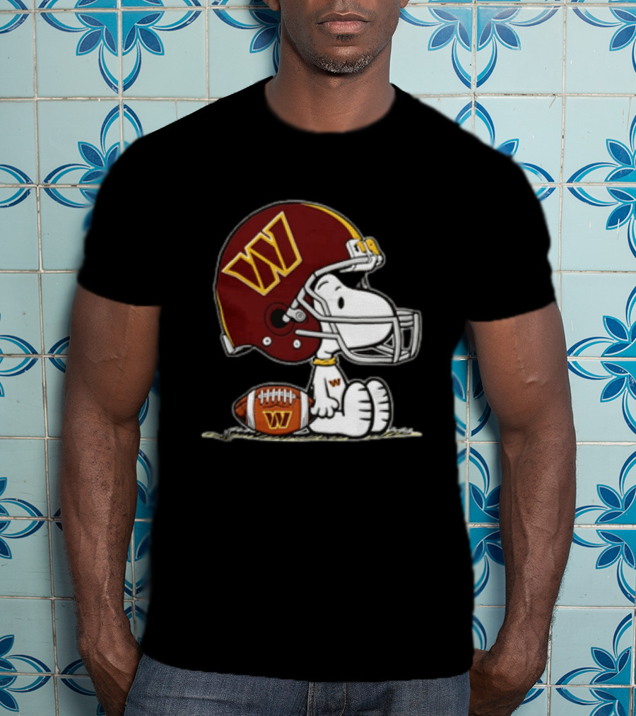 Snoopy Washington Commanders Football Helmet Cartoon Dog T-Shirt