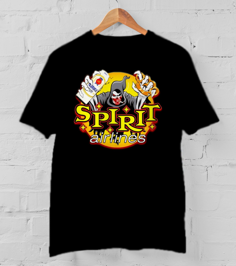 Spirit Airlines Grim Reaper Natural Light Beer T-Shirt