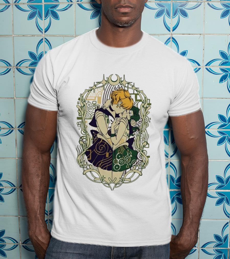 Sailor Uranus And Sailor Neptune Art Nouveau Romantic Embrace T-Shirt