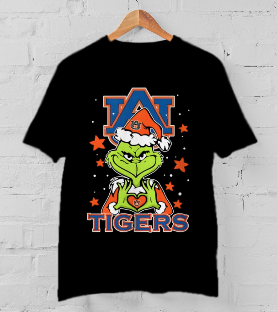 Grinch Auburn Tigers Christmas NCAA Holiday Spirit T-Shirt