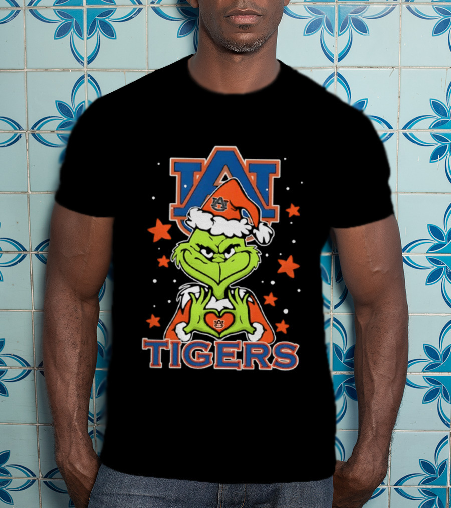 Grinch Auburn Tigers Christmas NCAA Holiday Spirit T-Shirt