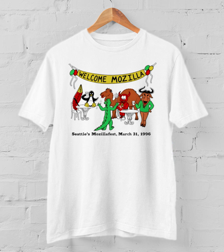 Welcome Mozilla Seattle Mozillafest March 31 1996 Celebration T-Shirt