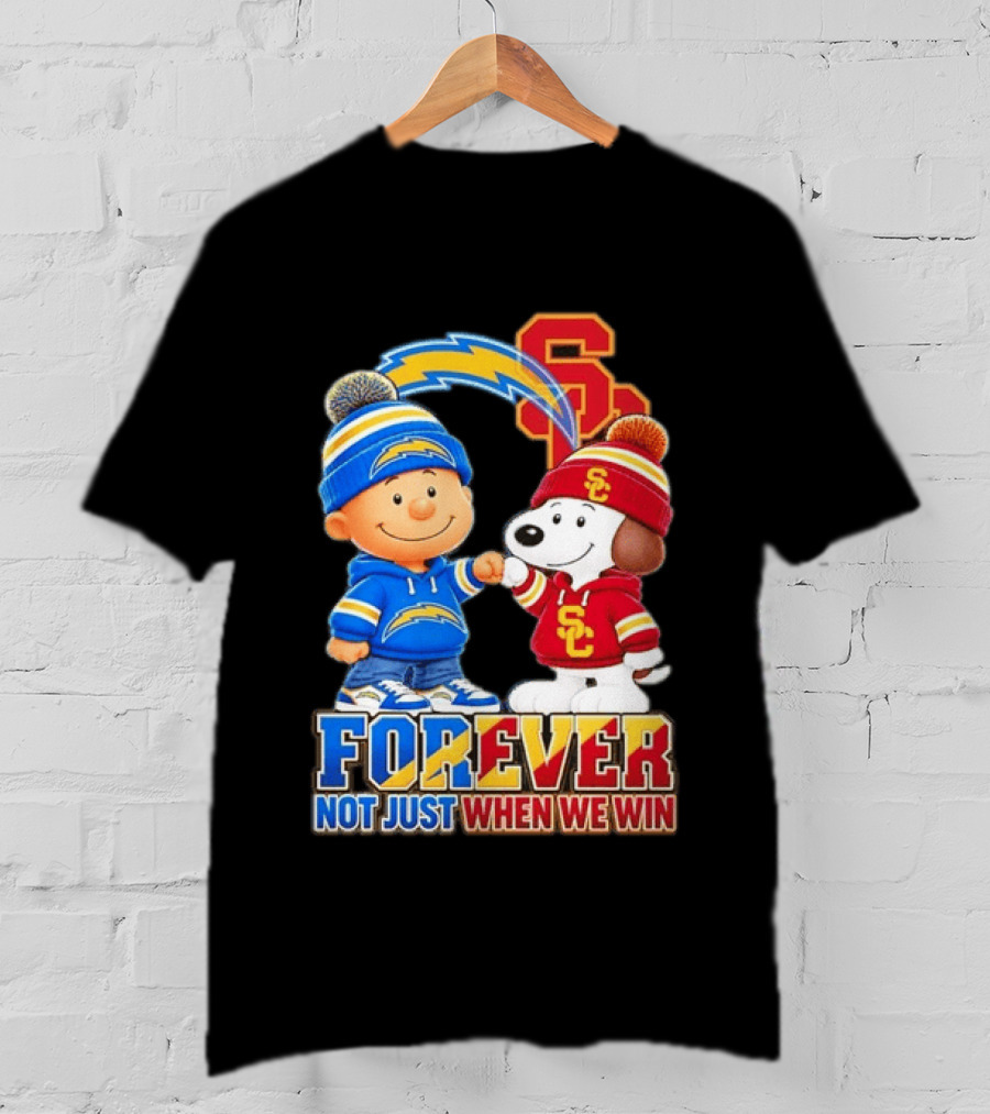 Charlie Brown Snoopy Los Angeles Chargers USC Trojans Forever Not Just When We Win T-Shirt