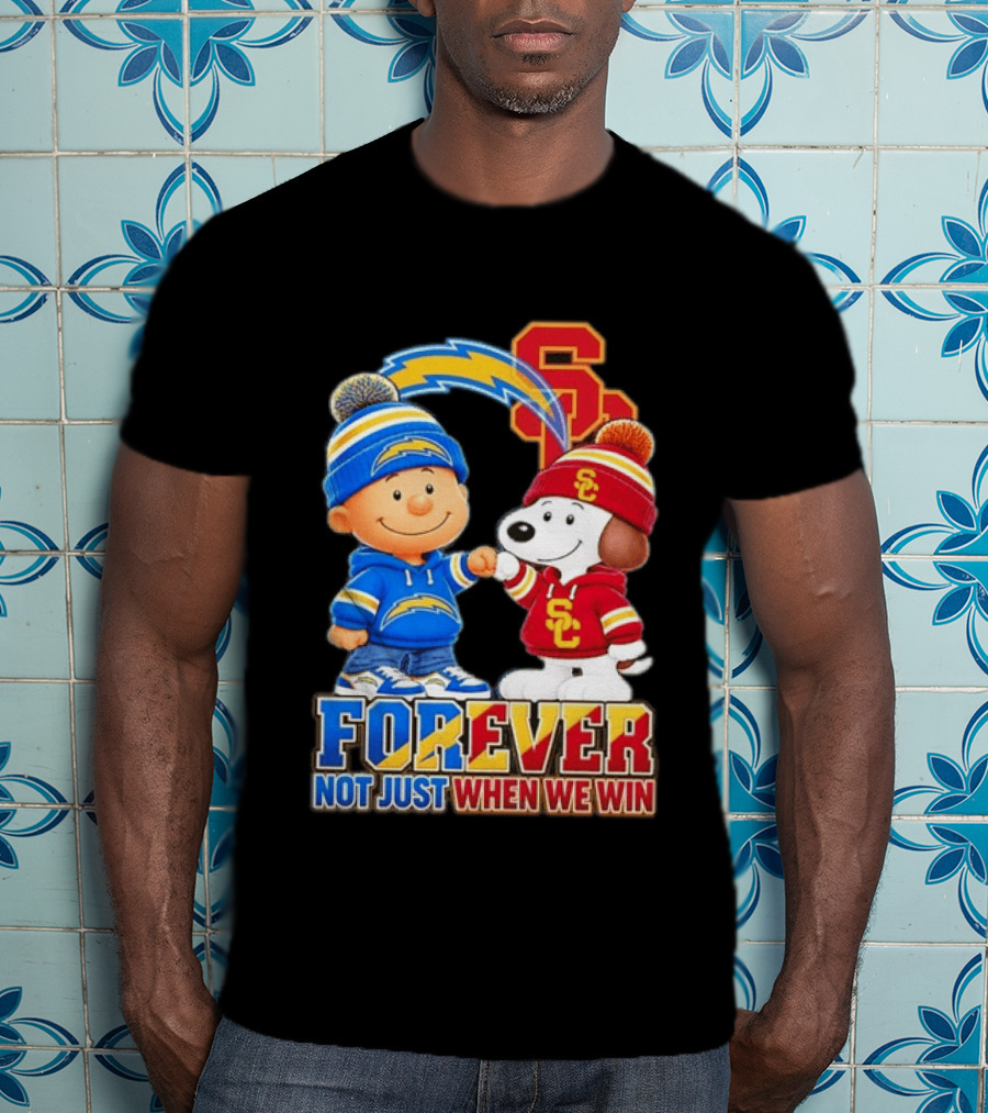 Charlie Brown Snoopy Los Angeles Chargers USC Trojans Forever Not Just When We Win T-Shirt