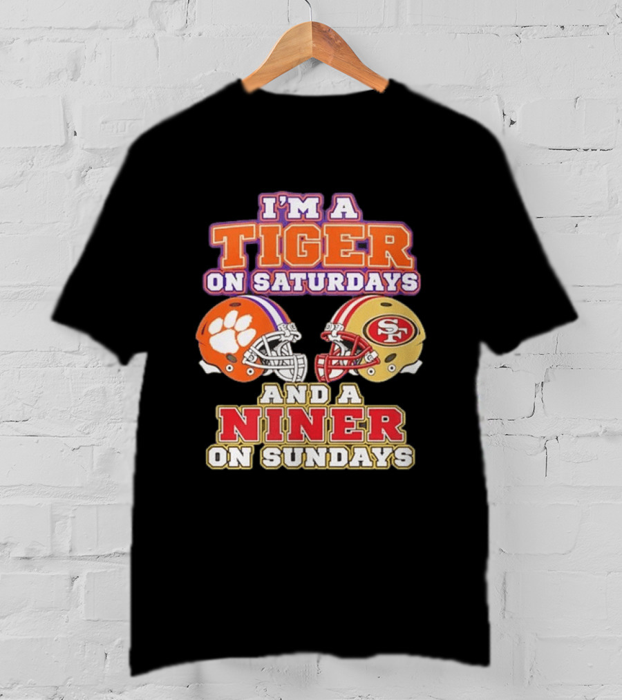 Clemson Tigers On Saturdays Niner On Sundays Football Collaboration T-Shirt