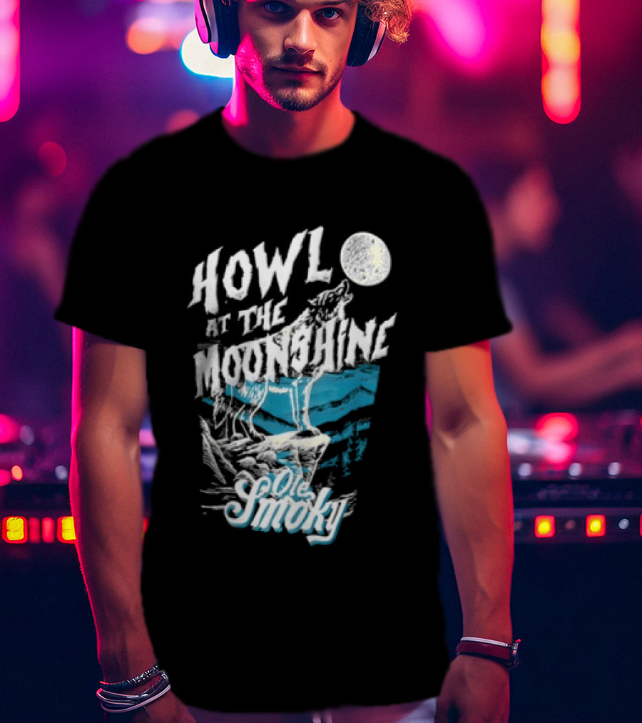 Ole Smoky Howl At The Moonshine Wolf Howling Full Moon T-Shirt