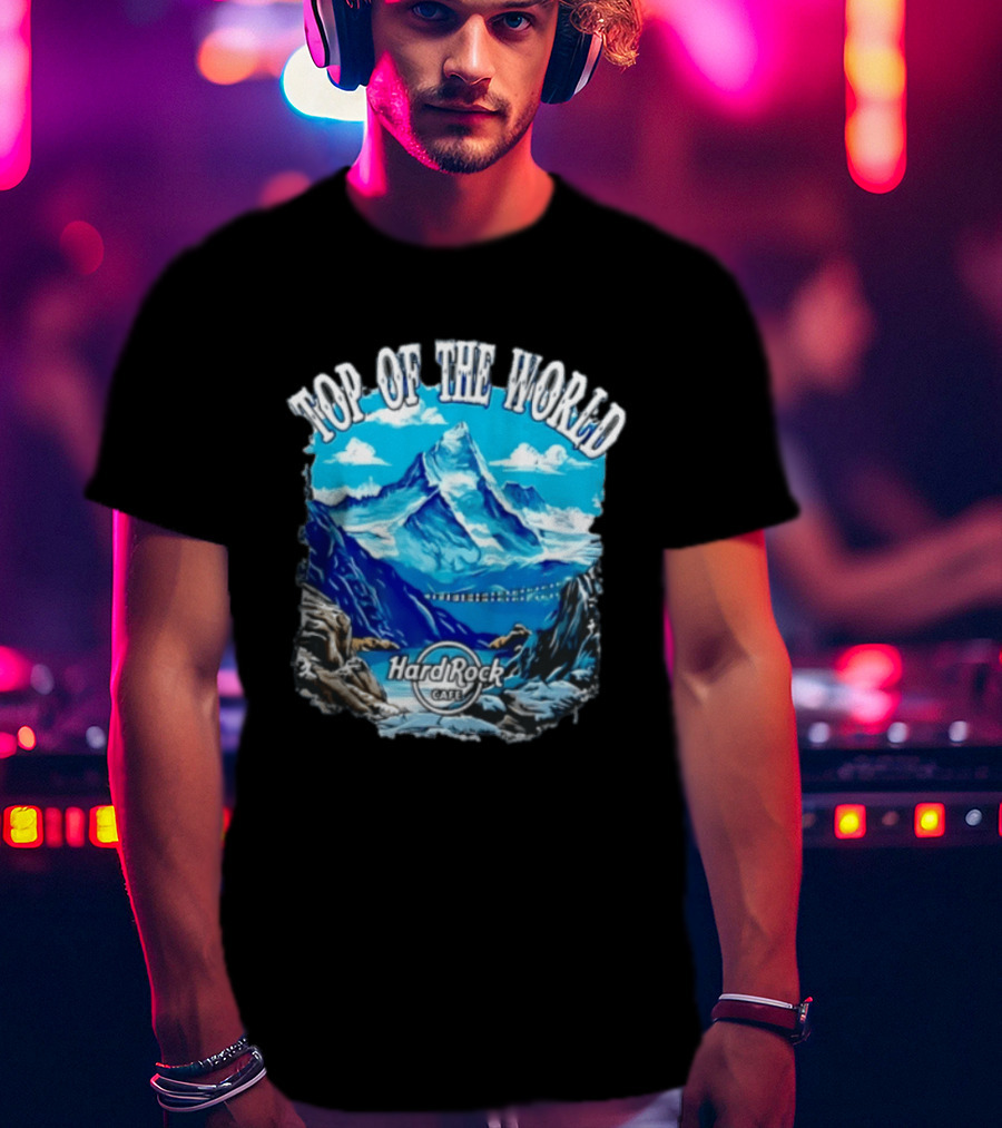 Top Of The World Hard Rock Cafe Snowy Mountain Peak Blue Sky T-Shirt