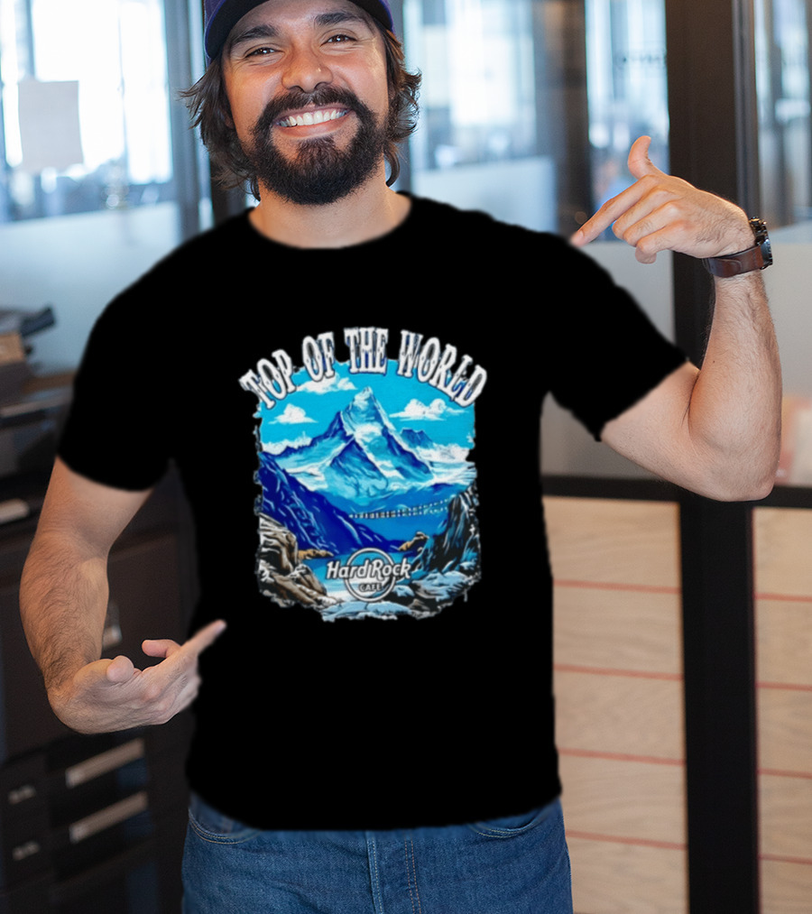 Top Of The World Hard Rock Cafe Snowy Mountain Peak Blue Sky T-Shirt