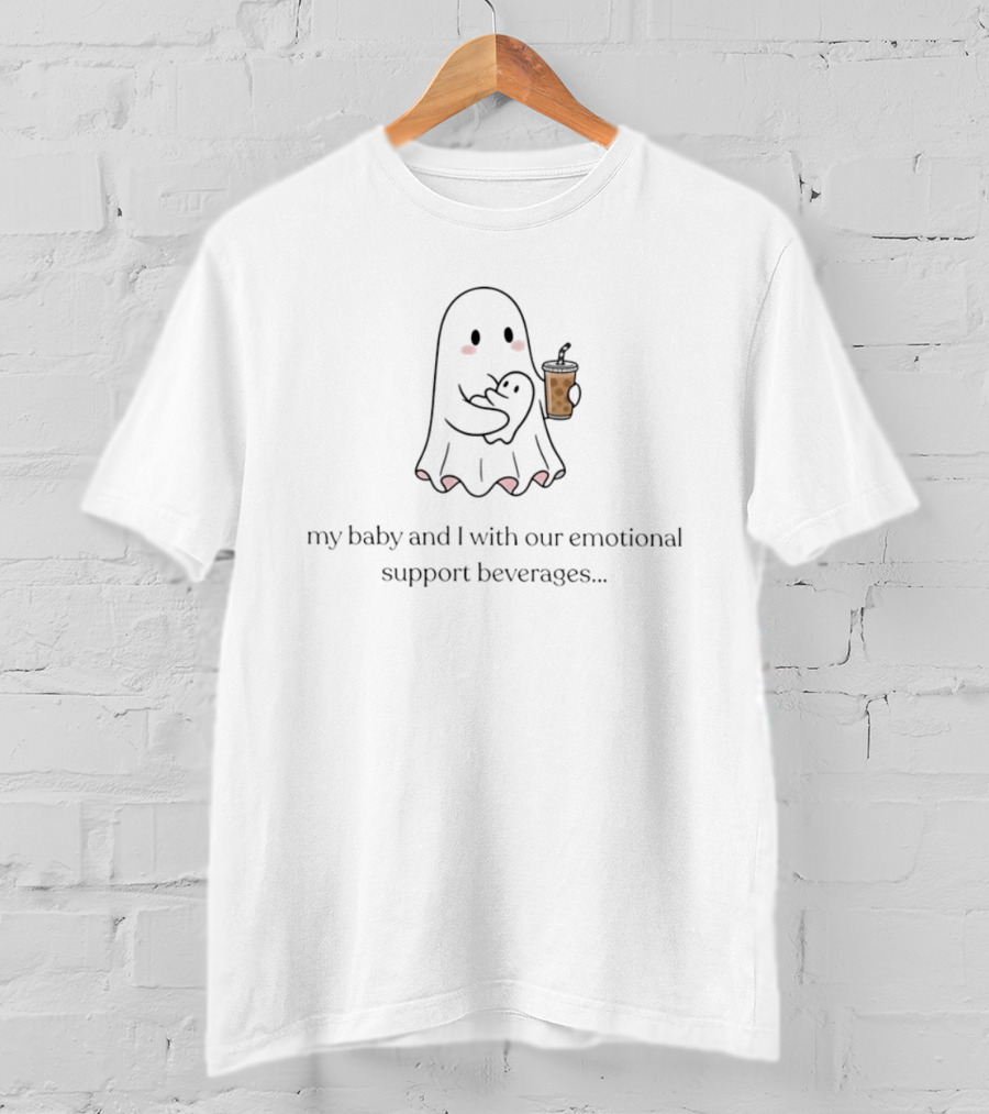 Amy McGlade The Breastmilk Queen My Baby And I With Our Emotional Support Beverages T-Shirt
