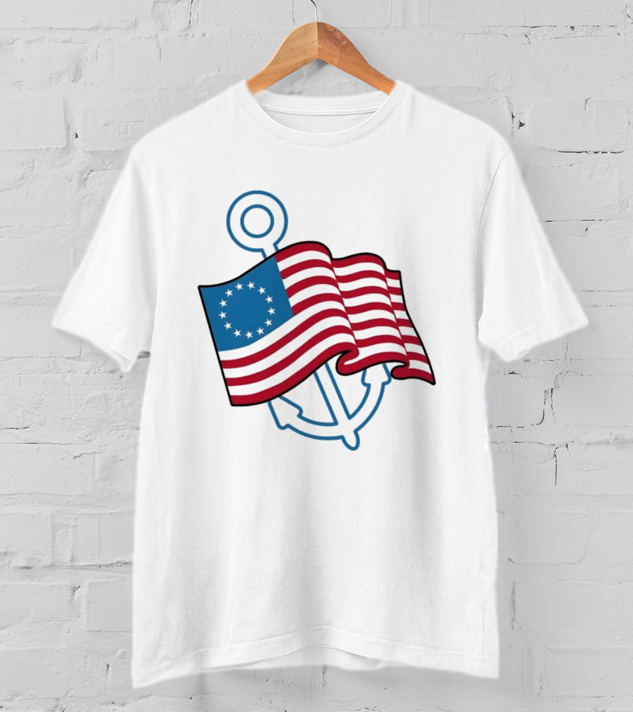 Betsy Ross Flag Nautical Anchor Patriotic T-Shirt