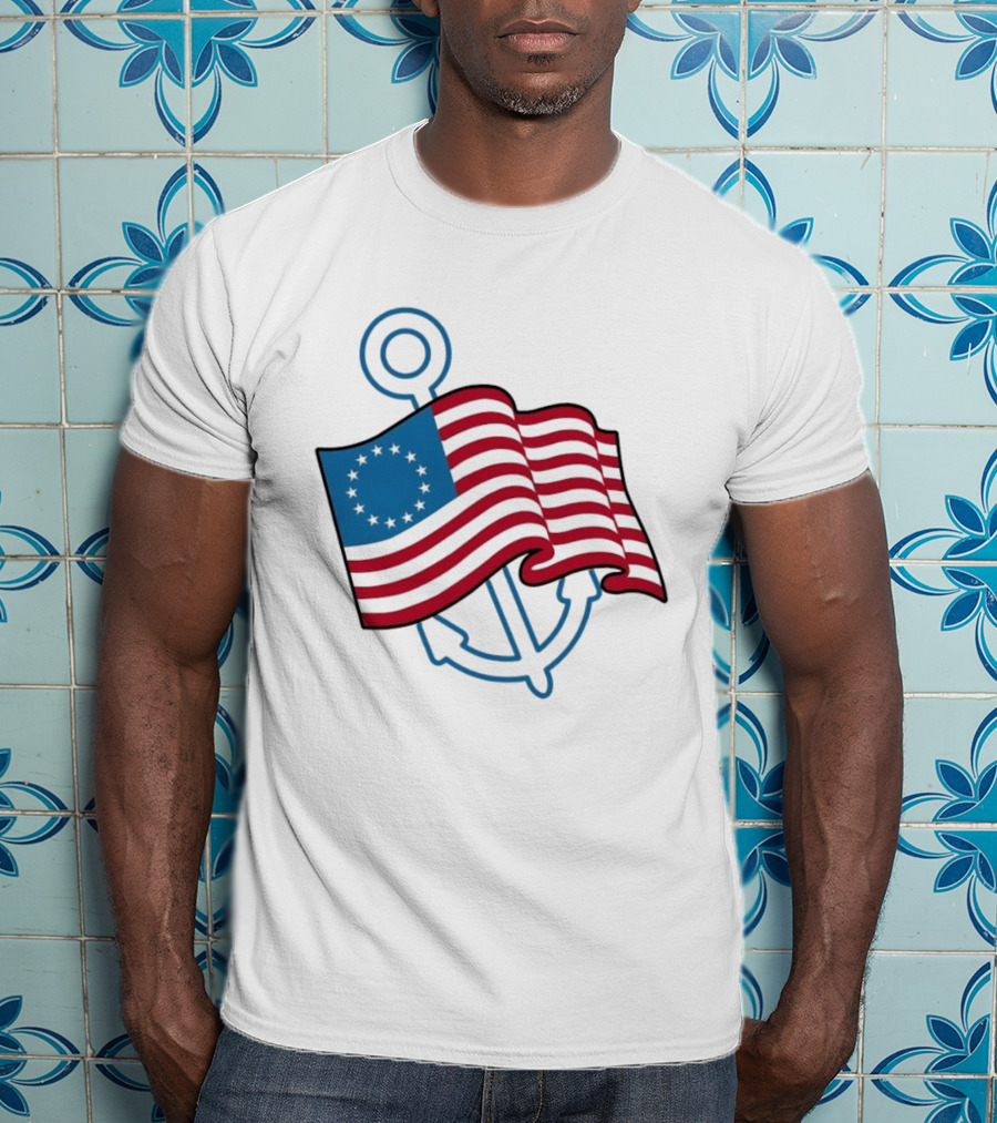 Betsy Ross Flag Nautical Anchor Patriotic T-Shirt