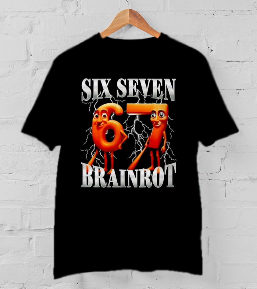 SIX SEVEN 67 BRAINROT Internet Meme Lightning T-Shirt