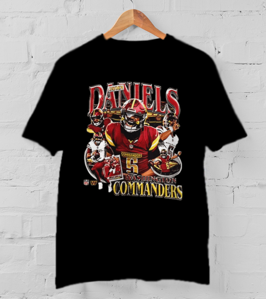 Jayden Daniels Washington Commanders Football Player 5 Action Collage T-Shirt