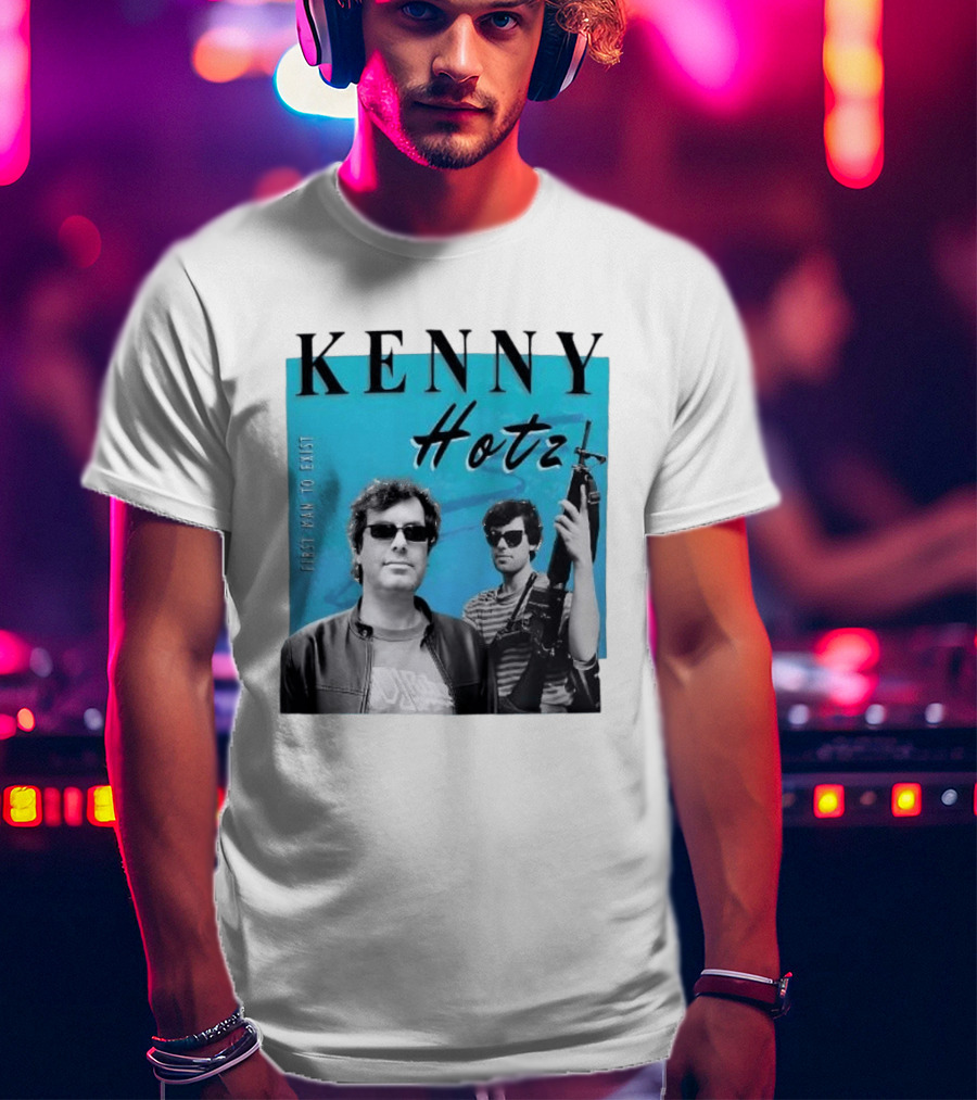 Kenny Hotz First Man To Exist Black And White Sunglasses Gun Image T-Shirt