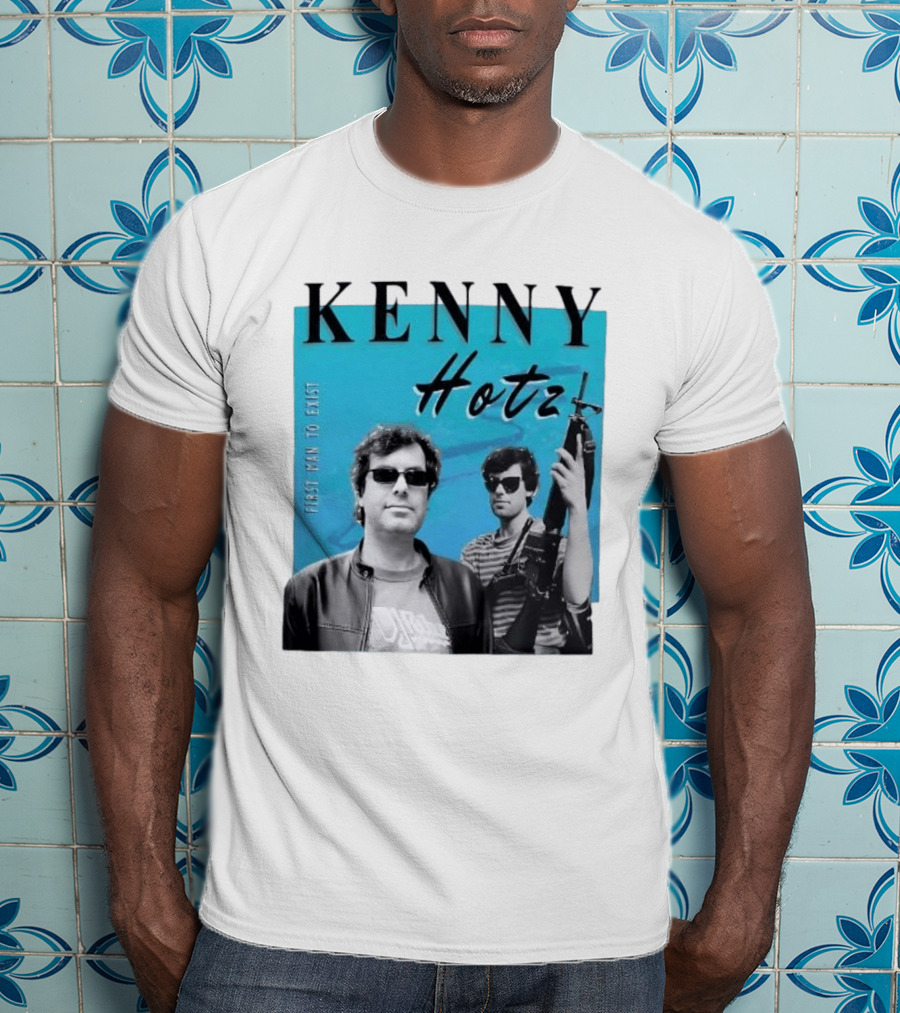 Kenny Hotz First Man To Exist Black And White Sunglasses Gun Image T-Shirt