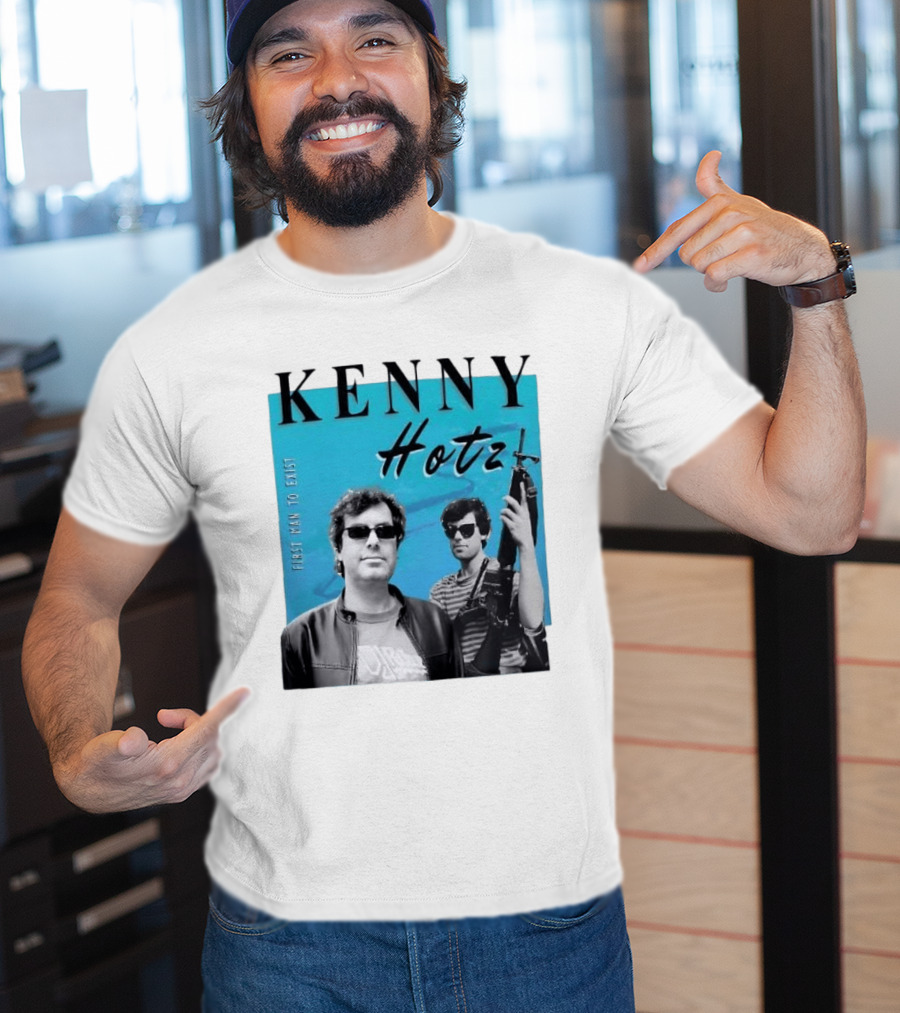 Kenny Hotz First Man To Exist Black And White Sunglasses Gun Image T-Shirt