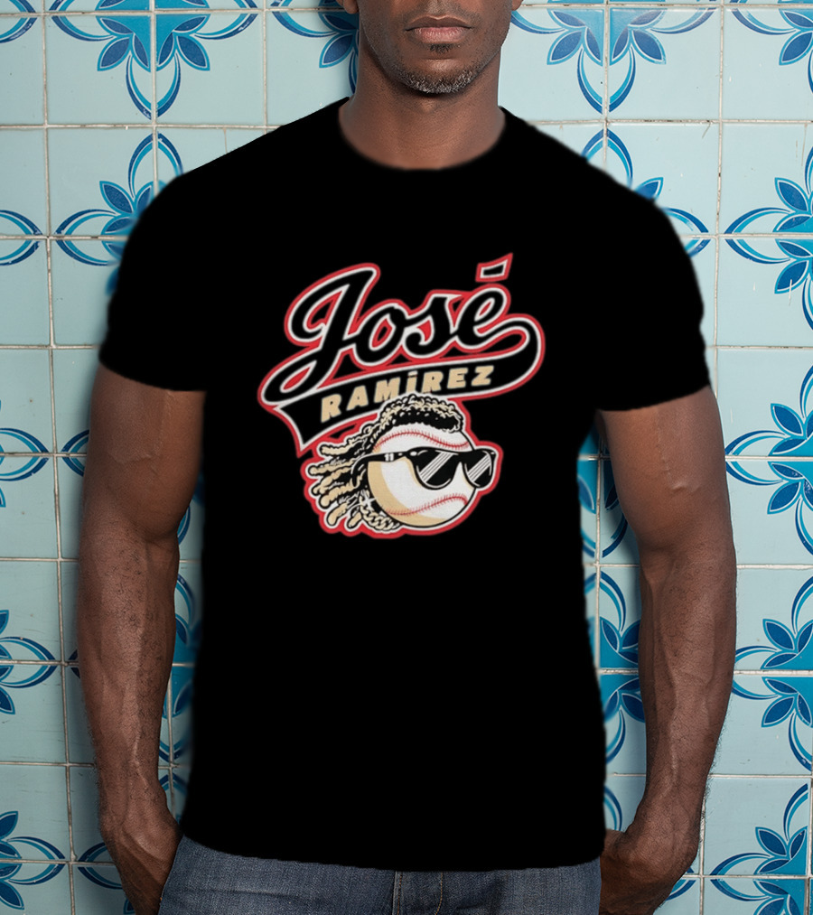 José Ramírez Cleveland Guardians Baseball Player Cool Baseball Icon With Sunglasses T-Shirt