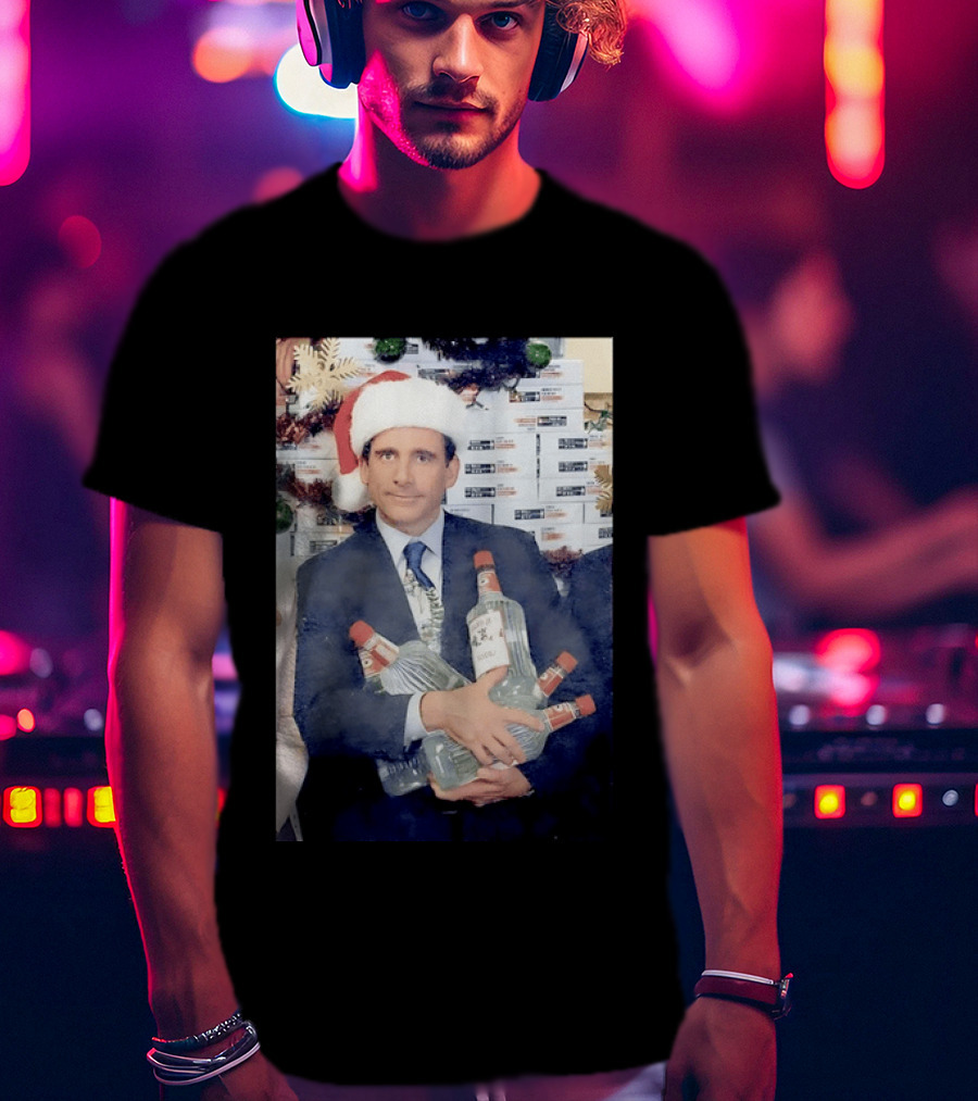 Michael Scott Holiday Party Vodka Santa Hat Scene T-Shirt