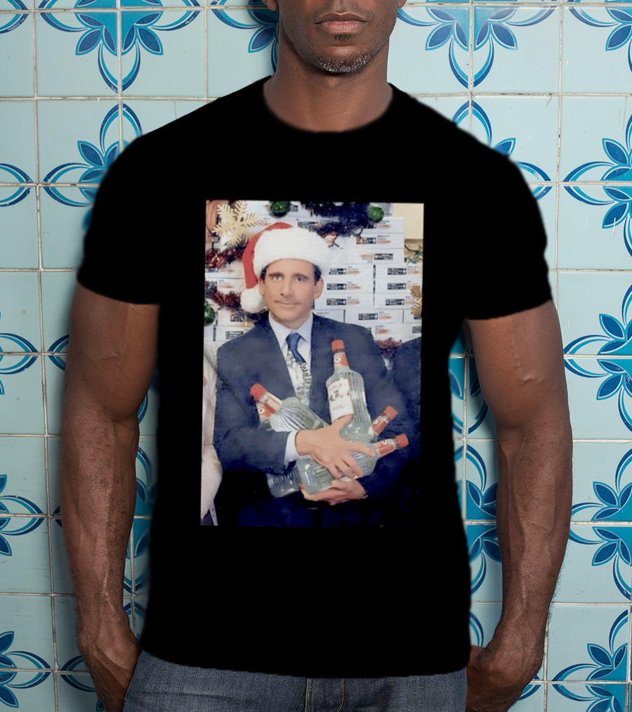 Michael Scott Holiday Party Vodka Santa Hat Scene T-Shirt