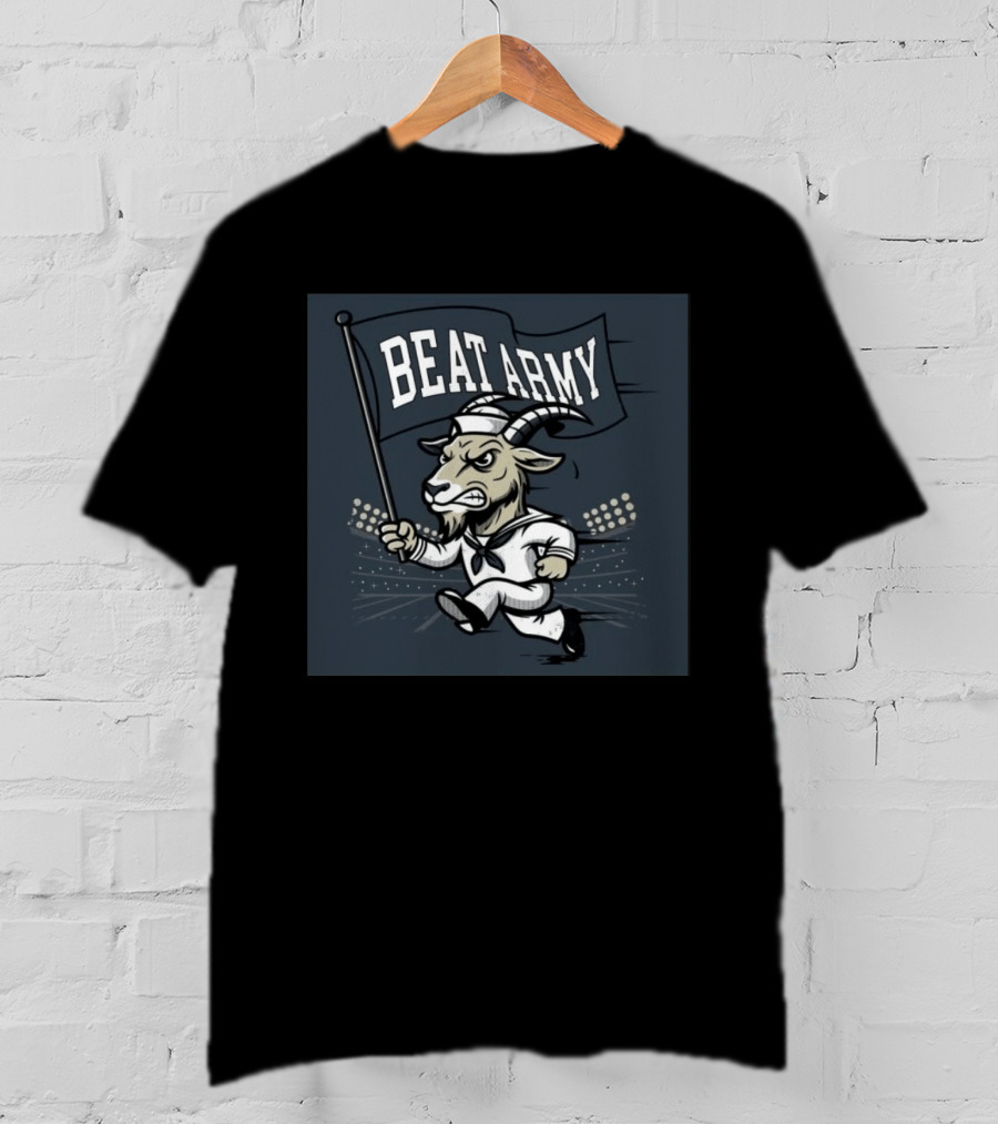 Goat In Sailor Uniform Holding Beat Army Flag Military Rivalry T-Shirt