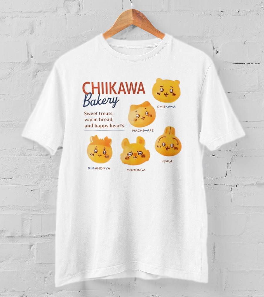 Chiikawa Bakery Sweet Treats Warm Bread Happy Hearts With Chiikawa Hachiware Furuhonya Momonga Usagi T-Shirt