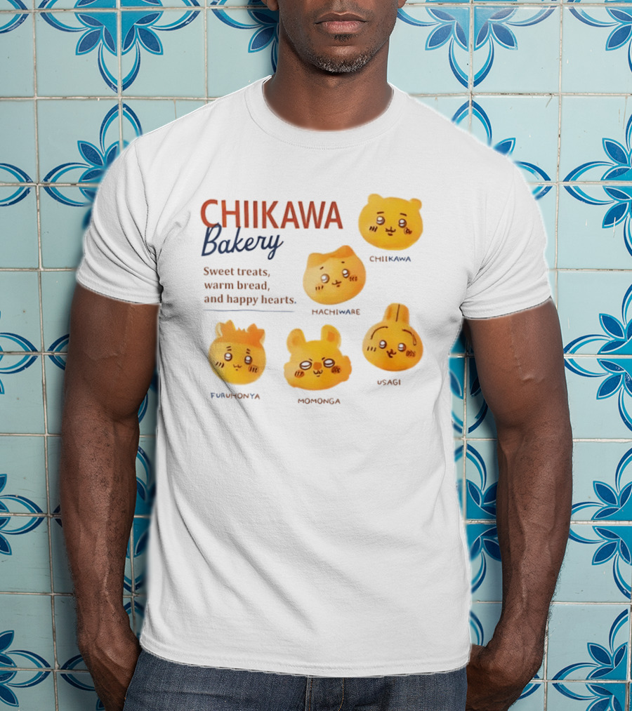 Chiikawa Bakery Sweet Treats Warm Bread Happy Hearts With Chiikawa Hachiware Furuhonya Momonga Usagi T-Shirt