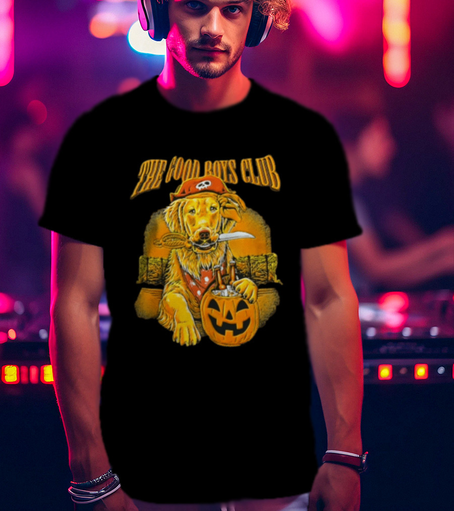 The Good Boys Club Pirate Golden Retriever Halloween Pumpkin T-Shirt