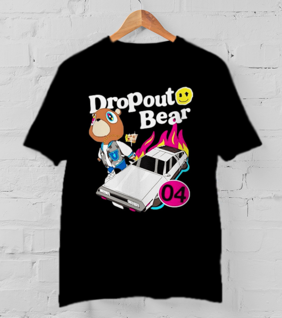 Kanye West Dropout Bear DeLorean 04 Flame Sneakers T-Shirt