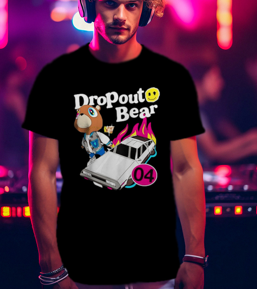 Kanye West Dropout Bear DeLorean 04 Flame Sneakers T-Shirt