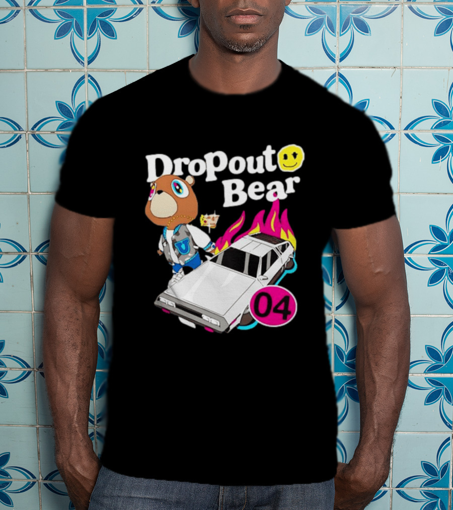 Kanye West Dropout Bear DeLorean 04 Flame Sneakers T-Shirt
