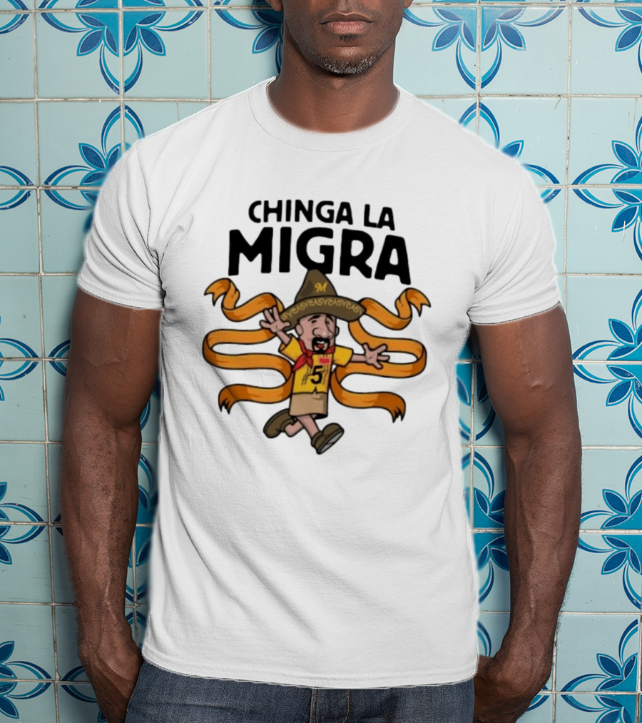 Chinga La Migra Cartoon Number 5 Sombrero T-Shirt