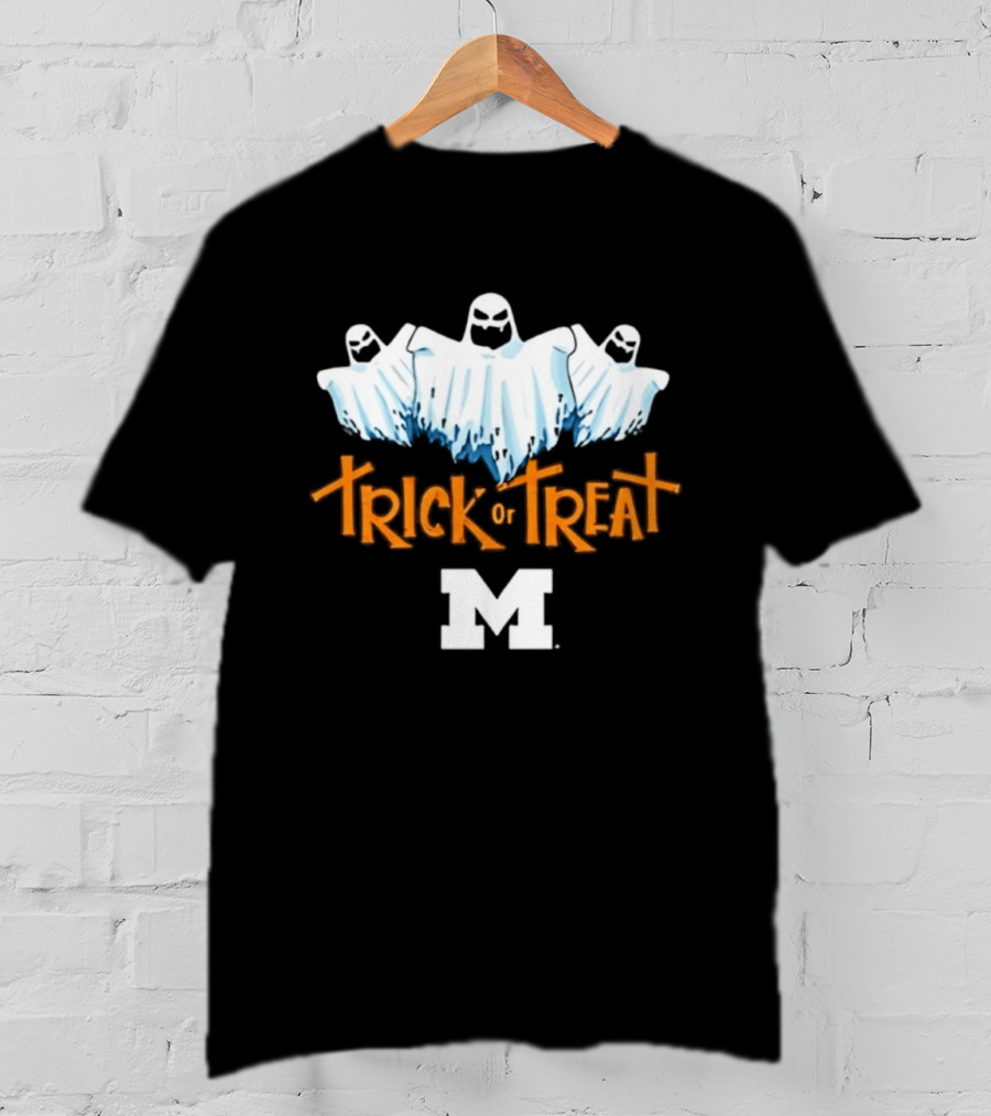 Halloween Trick Or Treat Ghosts University Of Michigan Logo M T-Shirt