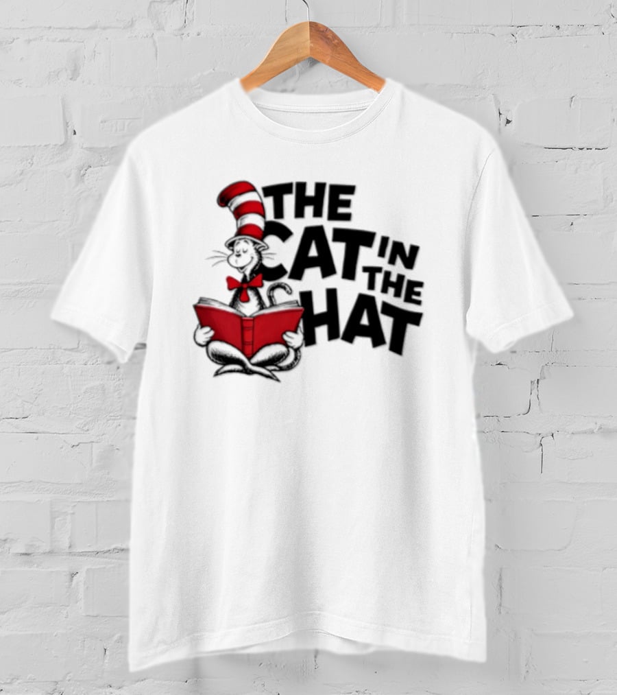 Dr Seuss The Cat In The Hat Reading Book T-Shirt