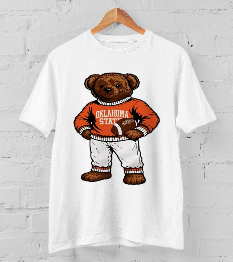 Oklahoma State Football Bear Holding Football Cowboys T-Shirt