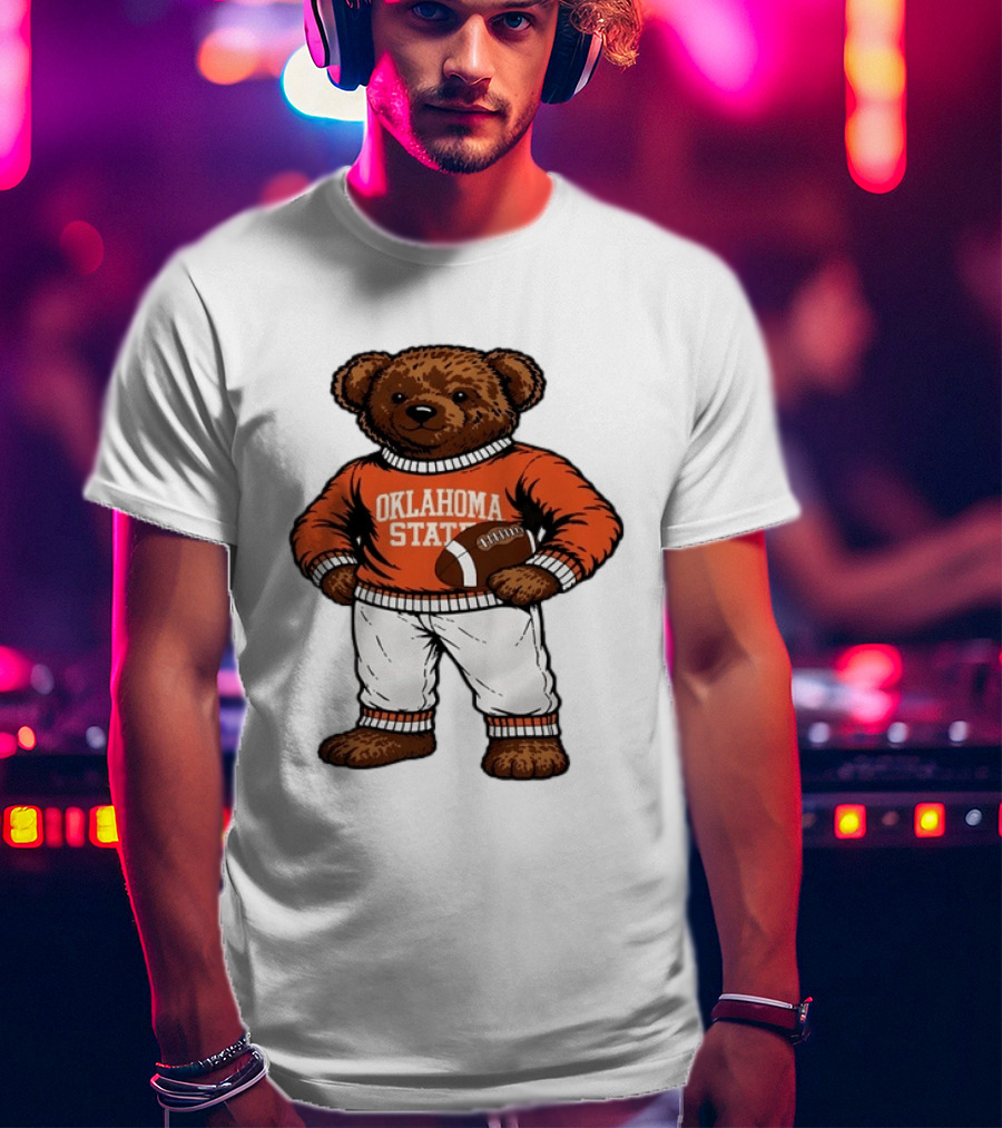 Oklahoma State Football Bear Holding Football Cowboys T-Shirt