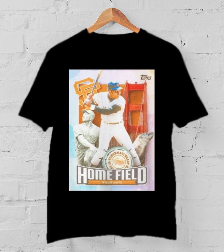 San Francisco Giants Willie Mays Topps Home Field Fisherman's Wharf Golden Gate Bridge T-Shirt