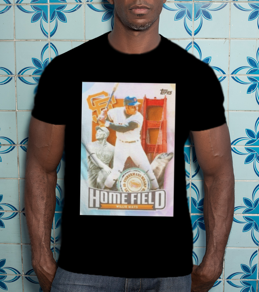 San Francisco Giants Willie Mays Topps Home Field Fisherman's Wharf Golden Gate Bridge T-Shirt