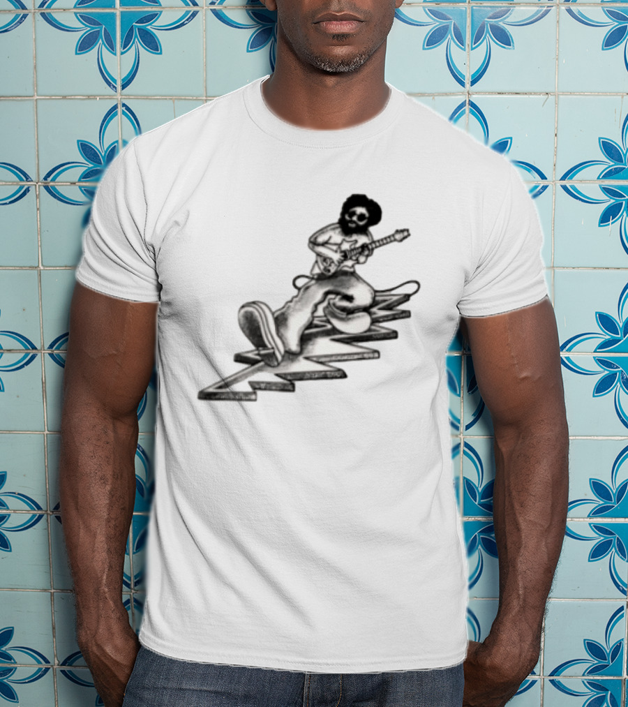 Grateful Dead Jerry Garcia Playing Electric Guitar Walking Zig Zag T-Shirt