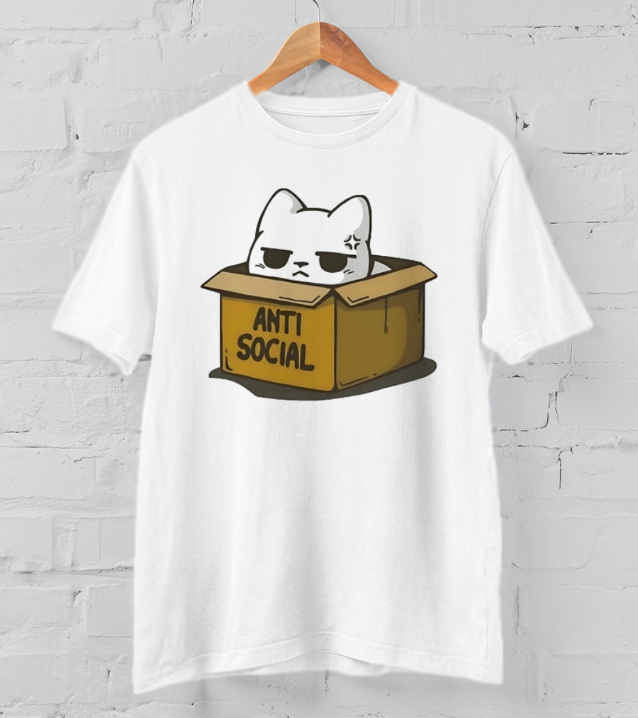Grumpy Cat Anti Social Introvert In Box T-Shirt