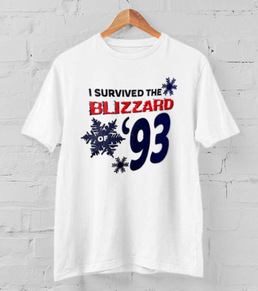 I Survived The Blizzard Of '93 Blue Snowflakes White T-Shirt