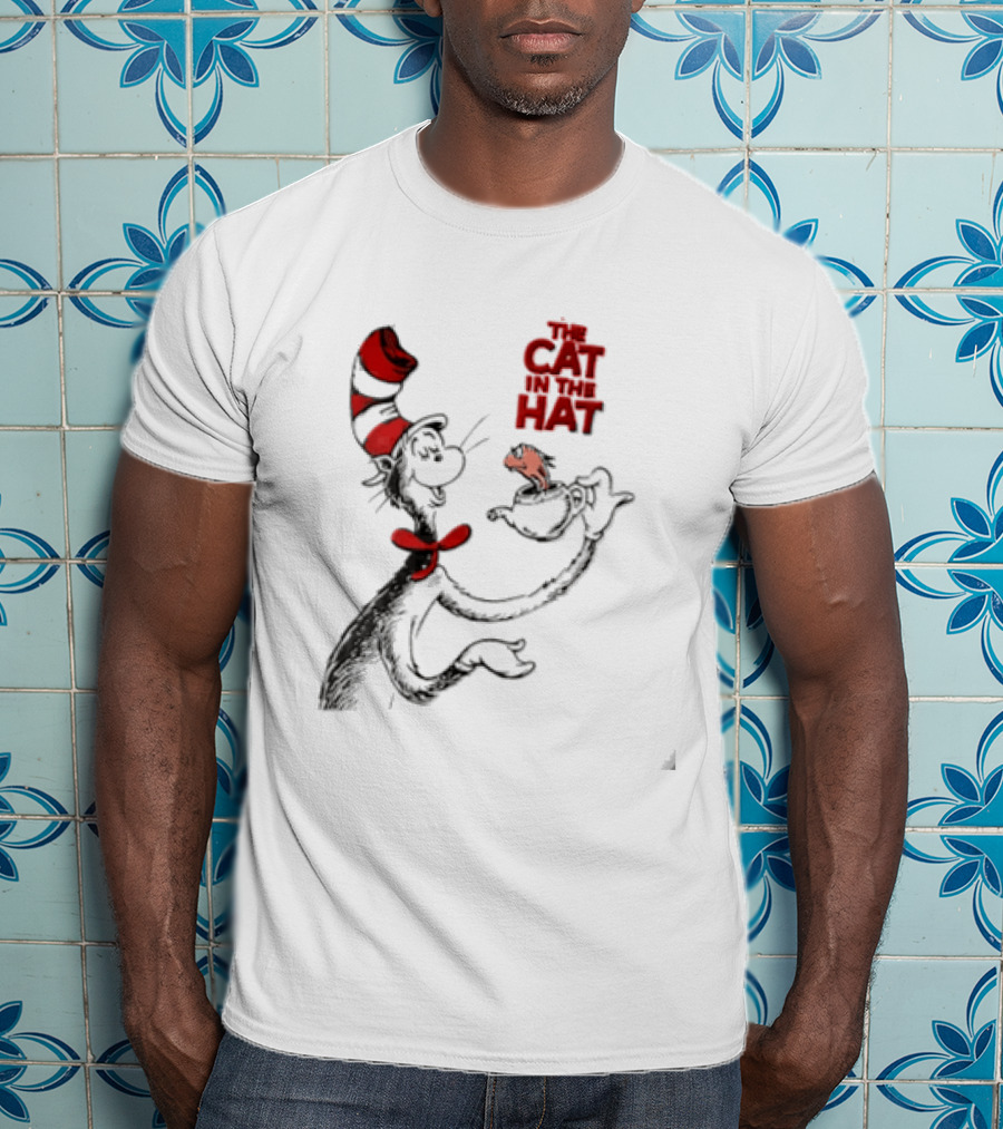 The Cat In The Hat Holding Teapot Iconic Character Image T-Shirt