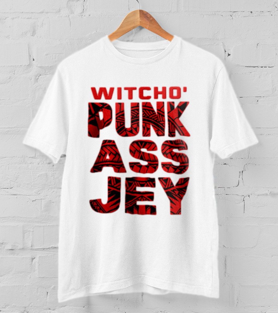 Witcho Punk ASS JEY Red And Black Tribal Patterned Block T-Shirt