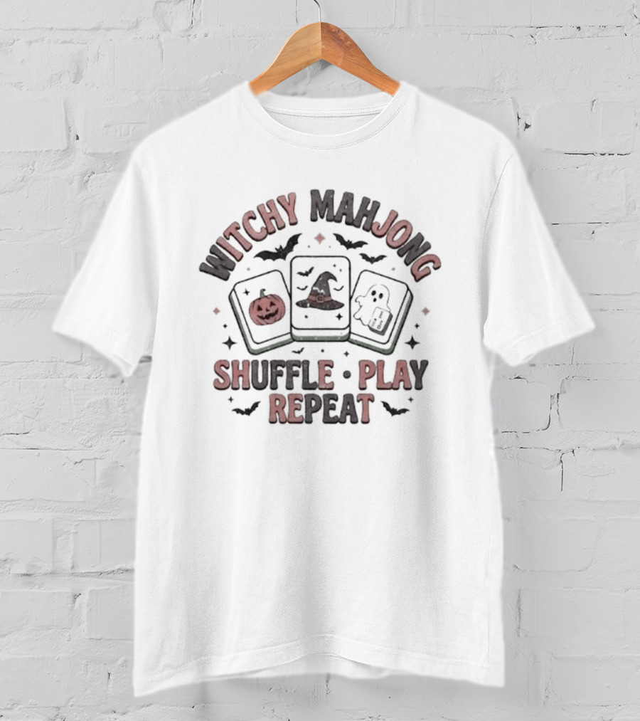 Witchy Mahjong Halloween Shuffle Play Repeat T-Shirt