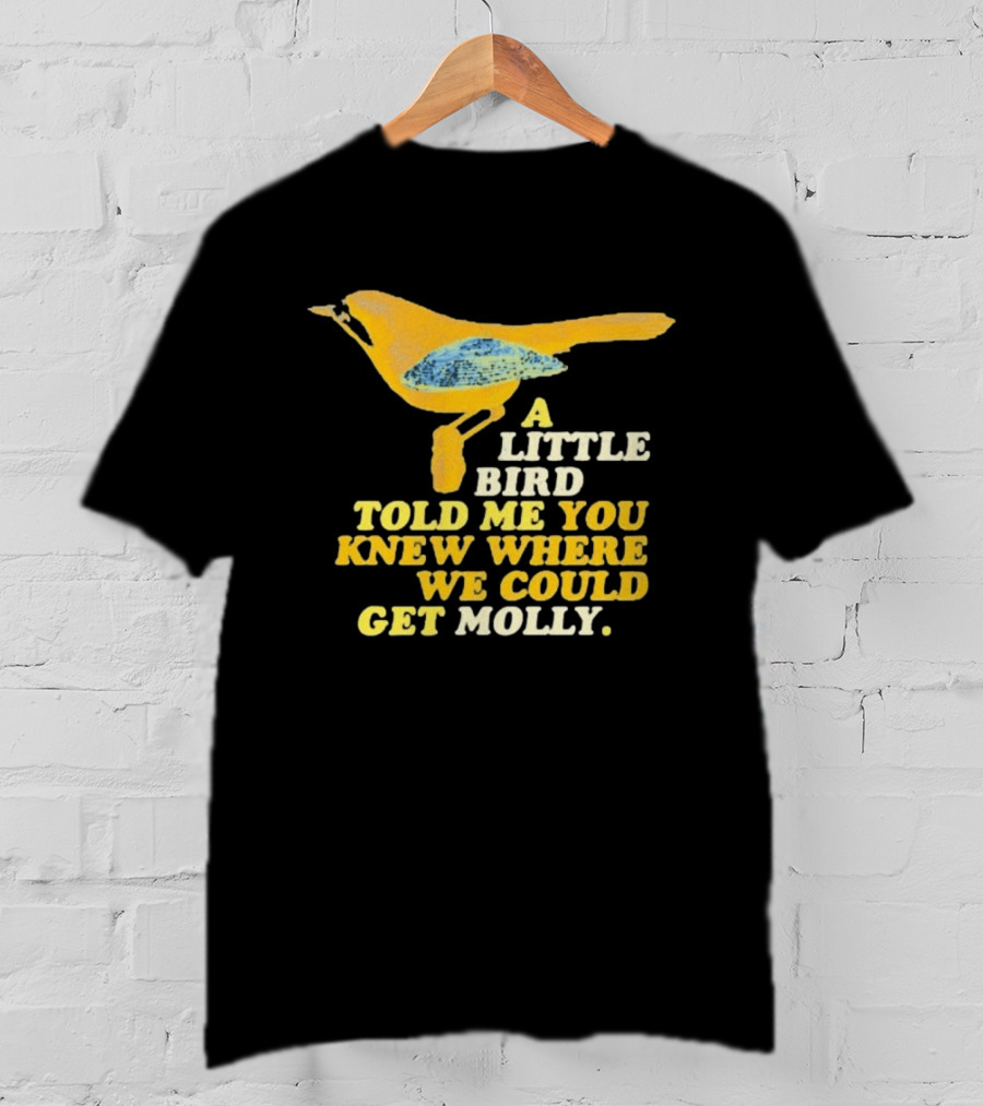 A Little Bird Told Me You Knew Where We Could Get Molly Text With Cartoon Bird T-Shirt