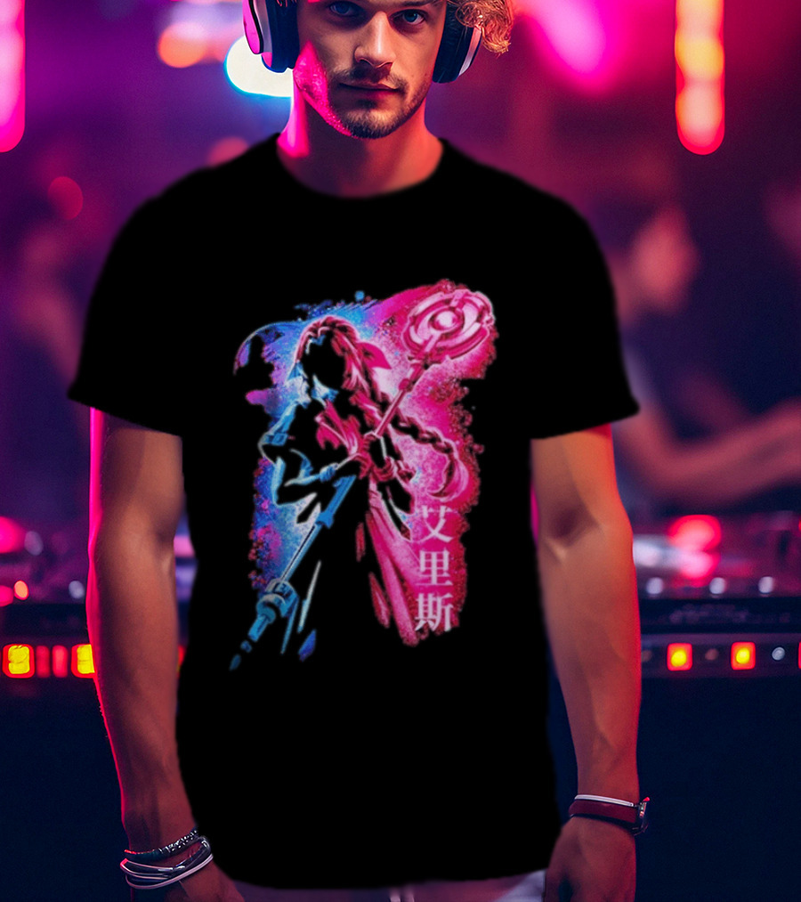 Aerith Gainsborough Final Fantasy VII Pink And Blue Japanese T-Shirt