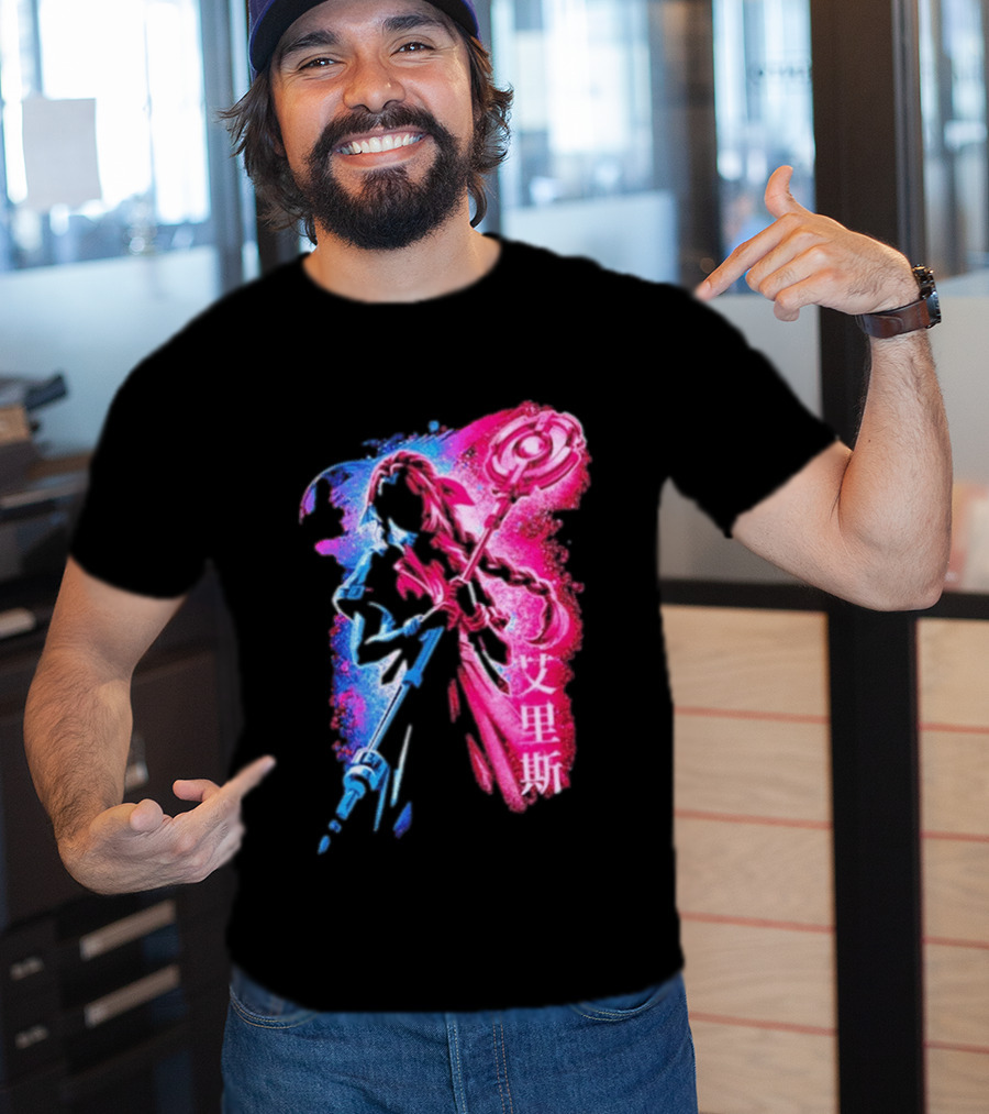 Aerith Gainsborough Final Fantasy VII Pink And Blue Japanese T-Shirt