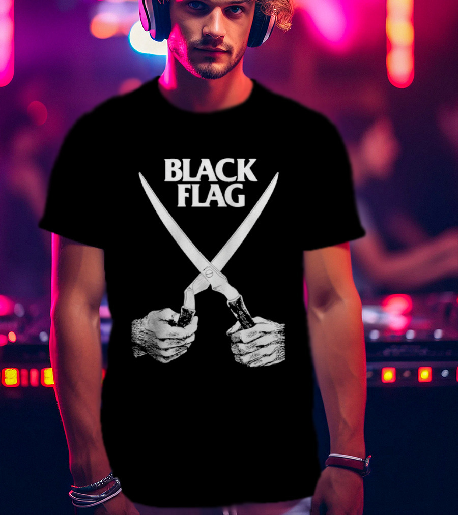 Black Flag Scissors Punk Rock Raymond Pettibon T-Shirt