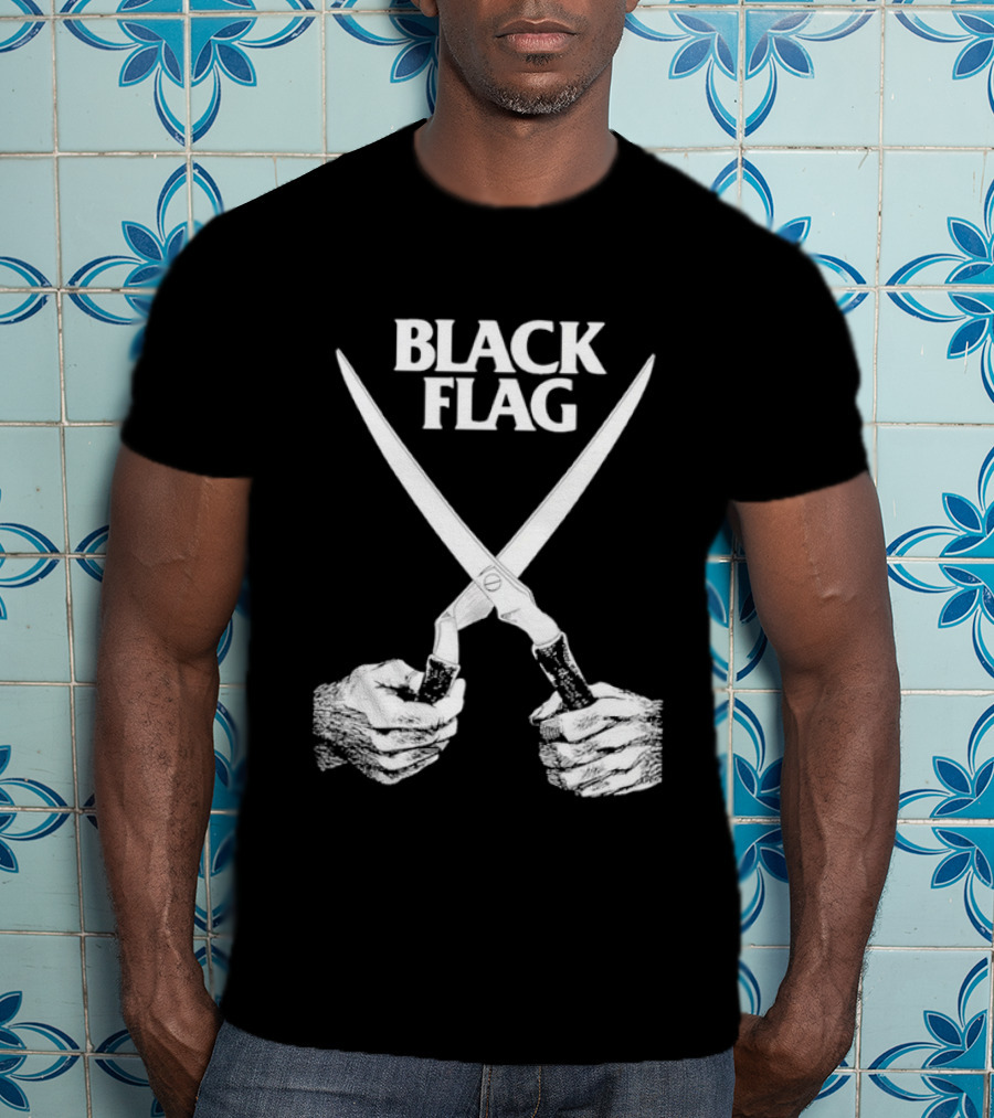 Black Flag Scissors Punk Rock Raymond Pettibon T-Shirt